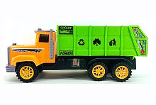 Машина Мусоровоз 2022E оранжевая кабина, зеленый кузов