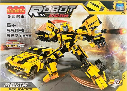 Конструктор LUCKY ROBOT "BEE Racing Бамблби 2в1" 55031, 527 деталей