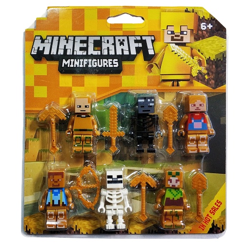 НАБОР Фигурки МАЙНКРАФТ My World ЗОЛОТЫЕ, 6 штук на блистере 