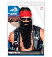 Борода черная длинная с усами, искусственный волос, полиэстер, размер см