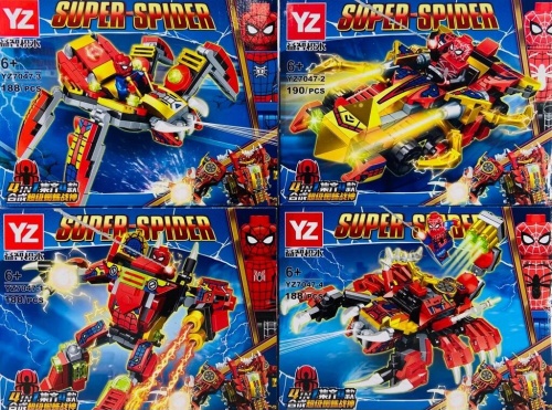 Конструктор YZ HERO SUPER SPIDER "Супергерои: Супер Человек-Паук 4в1" YZ7047, 188-190 деталей