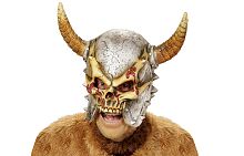 Маска Череп с рогами (шлем викинга) 00411, серебристый, коричневый латекс