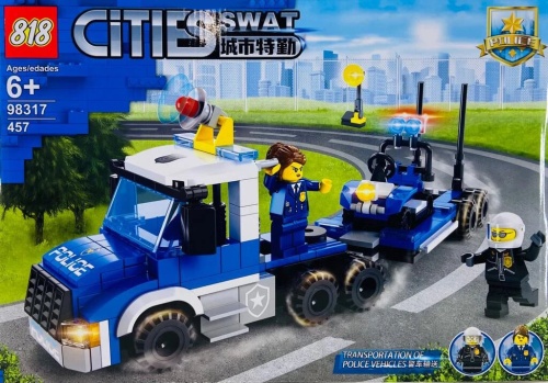 Конструктор 818 Cities Swat "Перевозка полицейских транспортных средств" 98317, 457 деталей Конструктор 818 Cities Swat "Перевозка полицейских транспортных средств" 98317, 457 деталей