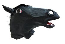 Маска черной лошади (вм317) латексная, искусственный мех, без размера