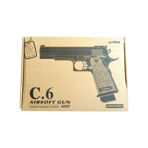 Пистолет металлический C.6 AIRSOFT GUN OPS-M.R.P Cal.45, калибр 6мм фото 2
