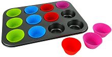 Форма металлическая для выпечки с силиконовыми вставками, 12 ячеек 588-1