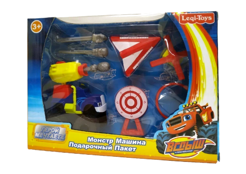 ВСПЫШ Набор Чудо машинка Leqi-Toys КРУШИЛА + пушка + мишень (Монстр Машина. Подарочный пакет)  фото 3