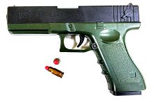 Пистолет стреляет пулями с гильзой SILENCER SUPERIOR PERFOMANCE, пластик, размеры 21*13,5*3 см 