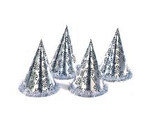 Колпак Happy New Year! серебряная бумага 7980G, высота 27 см