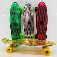 Скейтборд пениборд цветной металлик, размер 55*14 см
