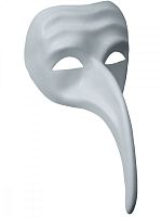 Маска Венецианская БЕЛАЯ с длинным носом 4684V, без размера, длина 26 см