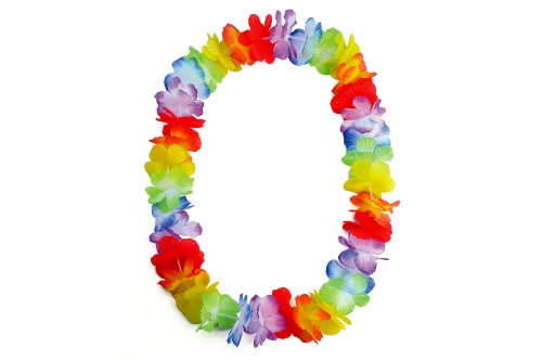 Ожерелье гавайское из шелковых цветов BA114, разноцветный полиэстер, длина 100 см