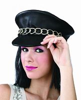 Фуражка "policewoman", искусственная кожа, черная с цепью, размер 56