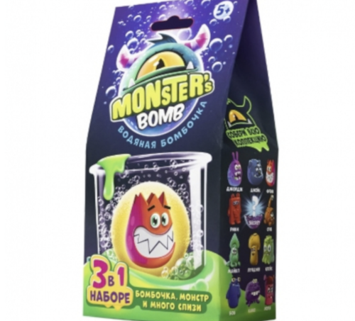 Набор для опытов 3в1 "Monster's bomb" (бомбочка, монстр, слизь)  химические опыты