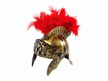 Шлем римского легионера с плюмажем золотистый ВН664, пластик, размер 56