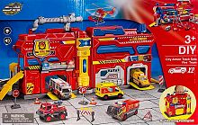 Парковка "Пожарная команда" FIRE STATION + 2 машинки, дорожные знаки в чемодане SK-599XA