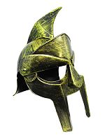 Шлем Гладиатора, золотистый, пластиковый, высота 33 см, размер 56