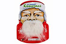 Борода с бровями белая (борода, брови), синтетическое волокно, 02-626, длина 10 см