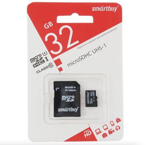 Карта памяти Smartbuy MicroSDHC 32Gb Class 10 UHS-1 c адаптером SD