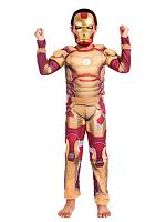 Костюм Железный человек детский малый (костюм, маска) красный золотой, 10-12 лет рост 134-150 см