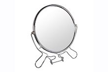 Зеркало настольное круглое двухстороннее 6", металлический корпус, на подставке