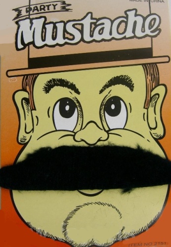 Усы широкие черные, синтетическое волокно, размер 12*3,5 см