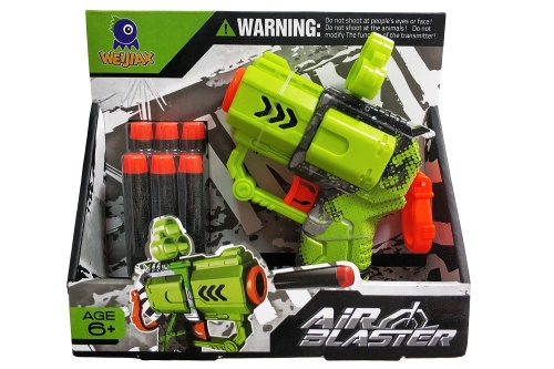 Бластер AIR BLASTER пистолет, длина 11 см, с мягкими пулями 6 штук