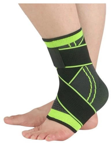 Эластичный бандаж на голеностоп, универсальный размер, черный, зеленый