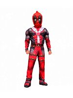 Костюм Дэдпул детский (костюм, шапка с глазами, пояс) красный, 9-10 лет рост 95-110 см