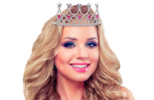 Корона с драгоценностями 29681, серебристая пластиковая, без размера