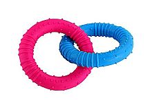 Игрушка-грызунок для собак Кольца с шипами, цвет синий-розовый