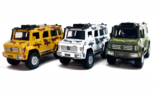 Машина Mercedes UNIMOG U5000 Wagon камуфляж DIE-CAST 1:24 металлический 22х8,5х11 см, 4шт/уп фото 3