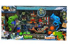 Фигурки НАБОР Герои ПЛАНЕТЫ ЗОМБИ PLANTS ZOMBIES 4,5-11 см 6 шт + 2 пистолета + снаряды (в коробке)