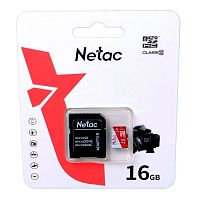 Карта памяти Netac MicroSDHC 16Gb P500 Eco Class 10 с адаптером SD