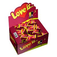 LOVE IS Жевательная резинка Лав из со вкусом Вишни и Лимона 4,2 г, 100 штук бордовая коробка
