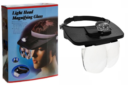 Лупа-козырек налобная Light Head Magnifying Glass с подсветкой и 4 линзы