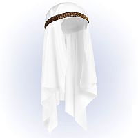 Платок Шейха с ободом белый 09567, куфия и укаль, полиэстер, 56-58