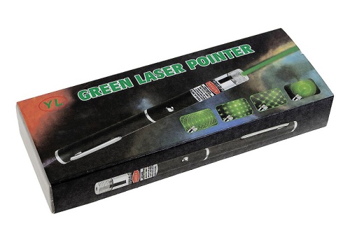 Лазерная указка Green Laser Pointer с 5 насадками, зеленый луч фото 2
