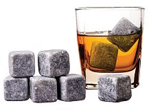 Камни для виски Whiskey Stones, 9 штук + мешочек (в черной коробке)