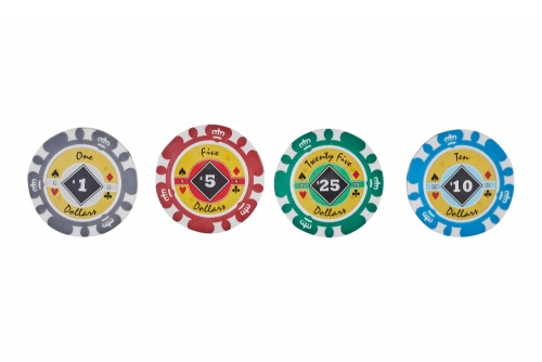 Набор для покера Crown POKER GAME в алюминиевом черном кейсе, 100 фишек + 2 колоды карт + 5 кубиков фото 4