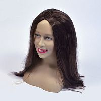 Парик Шатенка длинный BW100 коричневый, синтетическое волокно, длина 47 см