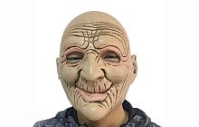 Маска "Старик с улыбкой" с морщинами, бежевая латексная, размер 25x28 см