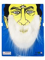 Борода белая на резинке, синтетическое волокно, длина 15 см