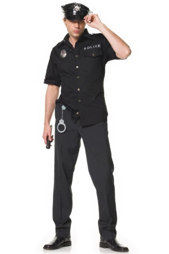 Костюм Полицейского (рубашка, брюки, кепка, ремень) черный FZ1058, размер 46-48