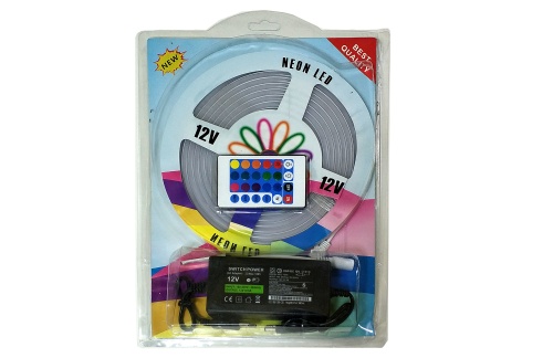 Лента неоновая NEON LED RGB с пультом, 12В, длина 5 метров