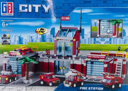 Конструктор GF CITY 123-523 "Пожарная Часть", пластик, 808 элементов