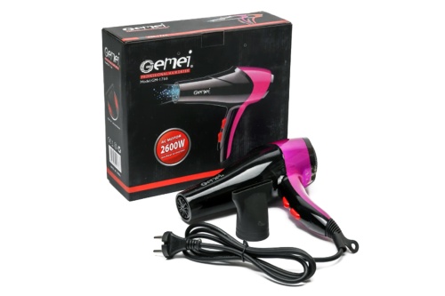 ФЕН Gemei Professional GM-1766, 2600W, 3 насадки, 2 скорости