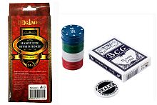 Набор для игры в покер, 24 фишки + дилер+ карты