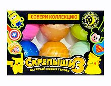 СКРЕПЫШИ 3 стяжки-скрепки Ассорти СУПЕРГЕРОИ шар Ø 3 см мини, набор 6 шт в коробке 