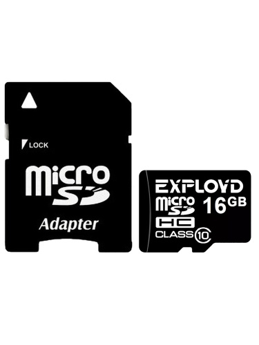 Карта памяти Exployd MicroSD 16Gb Class 10 c адаптером SD фото 2